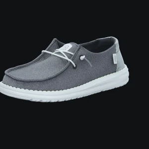 Fashion Hey Dude Shoes Damenslipper Canvas silber/platin