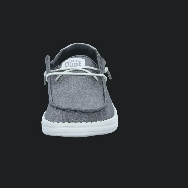 Fashion Hey Dude Shoes Damenslipper Canvas silber/platin