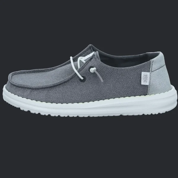 Fashion Hey Dude Shoes Damenslipper Canvas silber/platin